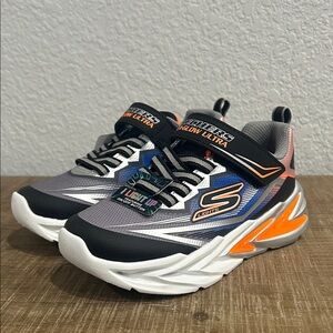 Skechers Boys Glow Ultra Black and Orange Sneakers